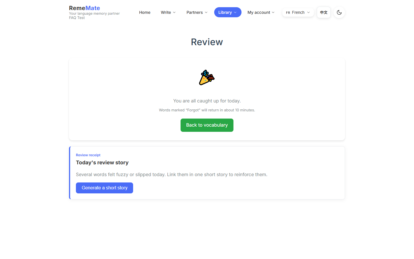 Review card with Forgot, Not quite, and Got it